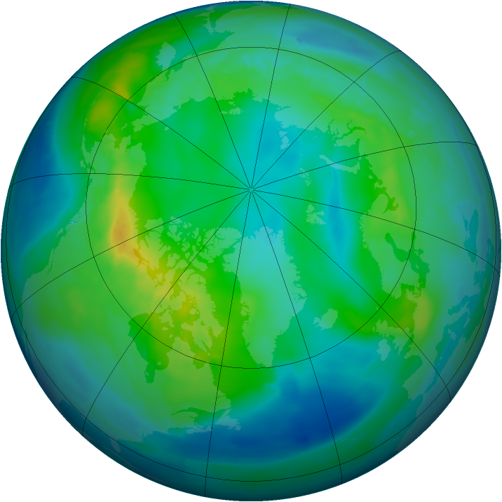 Arctic ozone map for 03 November 2013